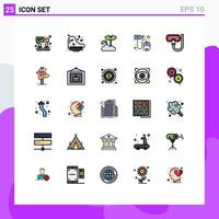 25 interface do usuário pacote de cores planas de linha cheia de sinais e símbolos modernos de elementos de design de vetor editável de arquivo de email de maturidade de praia de mergulho