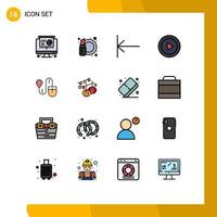 conjunto de pictogramas de 16 linhas simples preenchidas com cores planas de layout de ux doméstico do mouse de pesquisa elementos de design de vetores criativos editáveis