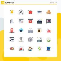 pacote de interface do usuário de 25 cores planas básicas de cubos de reprodução alto-falante cartão inteligente cartão de crédito elementos de design vetorial editáveis vetor