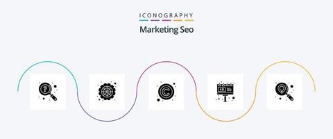 pacote de ícones de marketing seo glyph 5, incluindo outdoor. anúncio. engrenagem. de Anúncios. licença vetor