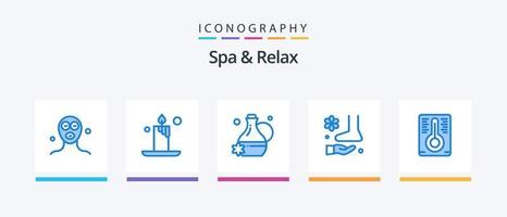 spa e relaxe o pacote de ícones azul 5, incluindo . temperatura. jarro. terapia. relaxar. design de ícones criativos vetor