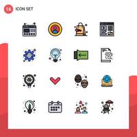 conjunto de 16 sinais de símbolos de ícones de interface do usuário modernos para a bolsa de mão de vídeo do mundo da web da empresa elementos de design de vetores criativos editáveis