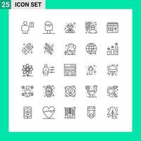 pacote de ícones vetoriais de estoque de 25 sinais e símbolos de linha para elementos de design de vetor editável de ciência de construção de alimentos de trabalho de trabalhador