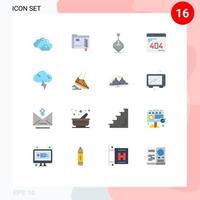 grupo de 16 cores planas modernas definidas para erro de jogo na nuvem desenvolver pacote editável de elementos de design de vetores criativos