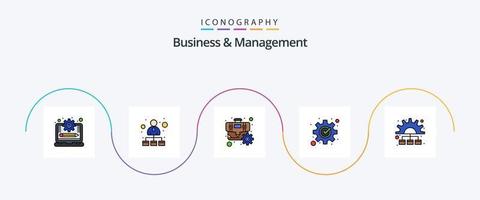 linha de negócios e gerenciamento cheia de pacote de 5 ícones planos, incluindo marketing. processo. pasta. gerenciamento. desenvolvimento vetor