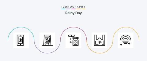 pacote de ícones da linha 5 chuvosa, incluindo chuvoso. supermercado. tábua. comprador. ecologia vetor
