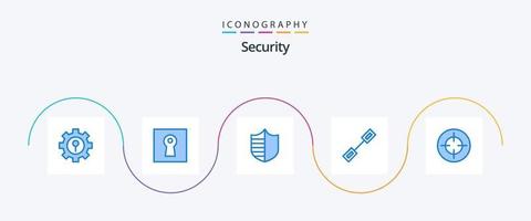 pacote de ícones de segurança azul 5, incluindo foco. vinculado. proteção. link. corrente vetor