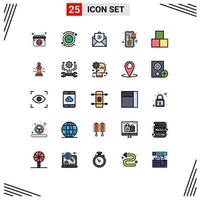 25 ícones criativos, sinais e símbolos modernos de tijolos, tempo de compras, pagamento bancário, elementos de design vetorial editáveis vetor