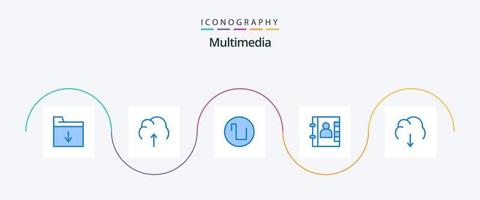 pacote de ícones multimídia azul 5, incluindo multimídia. dados. som. nuvem. Contatos vetor