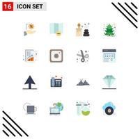 pacote de cores planas de 16 símbolos universais do instagram dinheiro vela aumentar análise pacote editável de elementos de design de vetores criativos