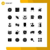 pacote de interface do usuário de 25 glifos sólidos básicos de volume sem móveis eletrodomésticos móveis elementos de design vetorial editáveis vetor