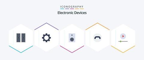 dispositivos 25 pacote de ícones planos, incluindo player. dispositivos. eletrônicos. desligar. declínio vetor
