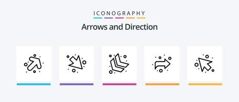 pacote de ícones da linha de seta 5, incluindo . certo. esquerda. acima. direção. design de ícones criativos vetor