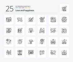 pacote de ícones de 25 linhas de amor, incluindo amor. doce. namorando. sobremesa. presente vetor