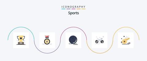 pacote de ícones de 5 planos de esportes, incluindo ciclismo. bicicleta. fita. watchkit. esporte vetor