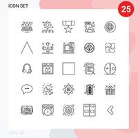 25 linhas temáticas de vetores e símbolos editáveis do plano de trabalho do grupo de equipe bate-papo elementos de design de vetores editáveis militares
