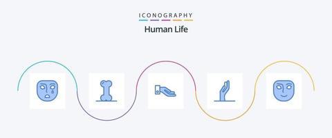 pacote de ícones azul humano 5, incluindo . esmolas. sorriso. face vetor