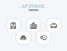 design de ícone do pacote de 5 ícones de linha de veículos. . veículos. veículo. enviar. barco vetor