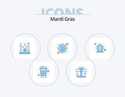Mardi gras blue icon pack 5 design de ícones. rei. corona. melhor. parada. corpo vetor