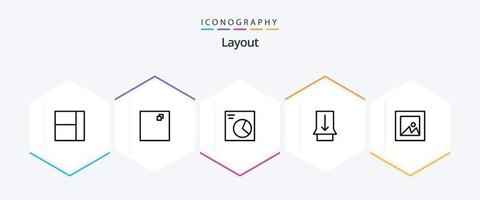 pacote de ícones de 25 linhas de layout, incluindo . deslizar. foto vetor