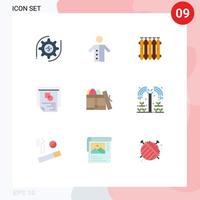 grupo de 9 sinais e símbolos de cores planas para layout de sucesso padre gráfico elementos de design de vetores editáveis quentes