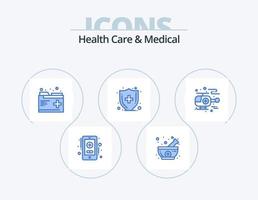 cuidados de saúde e design de ícone azul médico pack 5 ícone. . helicóptero. saúde. ambulância. cuidados médicos vetor