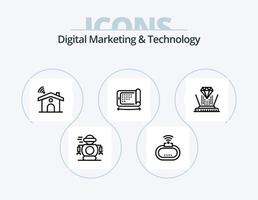 marketing digital e ícone de linha de tecnologia pack 5 design de ícones. humano. imagem. móvel. Câmera. tecnologia vetor