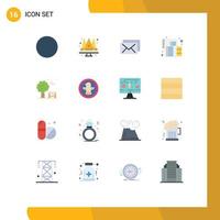 conjunto de 16 sinais de símbolos de ícones de interface do usuário modernos para cadeira de mensagem de parque de balões pacote editável de dinheiro de elementos de design de vetores criativos