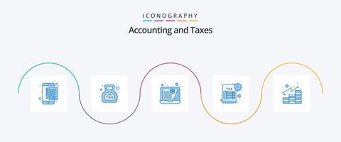 pacote de ícones de impostos azuis 5, incluindo análises. imposto. dinheiro. agendar. demonstrativo financeiro vetor