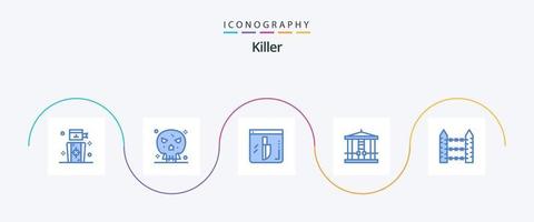 pacote de ícones assassino azul 5, incluindo proteção. assassinato. evidência. assassino. decapitar vetor