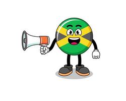 ilustração dos desenhos animados da bandeira da jamaica segurando o megafone vetor