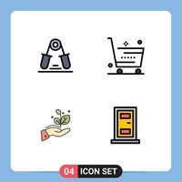 4 ícones criativos, sinais modernos e símbolos de comércio eletrônico de exercício de compras de aderência crescem elementos de design de vetores editáveis