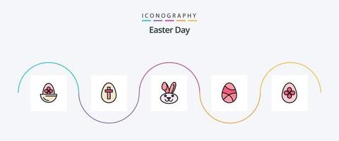 linha de páscoa cheia de pacote de 5 ícones planos, incluindo decoração. ovo. sinal. páscoa. celebração vetor