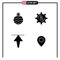 grupo de símbolos de ícones universais de glifos sólidos modernos de frutas, equipamentos de produtividade, localização, elementos de design de vetores editáveis