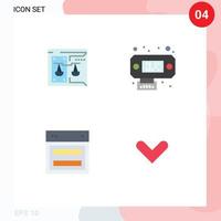 conjunto de ícones planos de interface móvel de 4 pictogramas de elementos de design de vetores editáveis de dados digitais de layout de negócios
