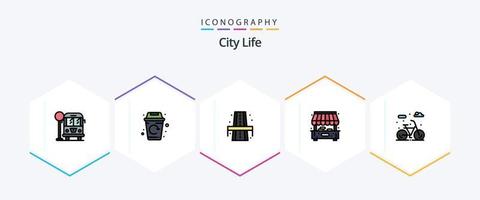 pacote de ícones de 25 linhas preenchidas da vida da cidade, incluindo . vida. vida. cidade. vida vetor