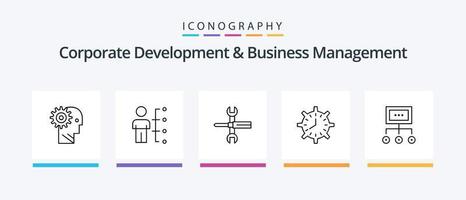 desenvolvimento corporativo e pacote de ícones de linha 5 de gerenciamento de negócios, incluindo humano. habilidades. Setas; flechas. habilidades. pessoa. design de ícones criativos vetor