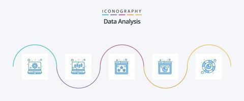 pacote de ícones azul 5 de análise de dados, incluindo análise de foco. gráfico. análise. base de dados. estrela de classificação vetor