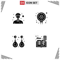 4 ícones criativos, sinais e símbolos modernos da comunidade, moda, pessoa, ciência, joias, elementos de design vetorial editáveis vetor
