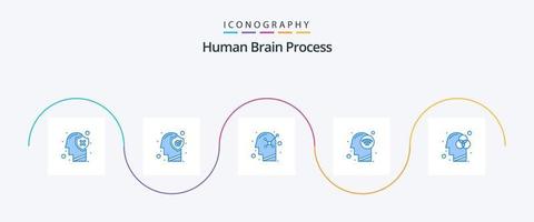 pacote de ícones azul 5 do processo do cérebro humano, incluindo . inovação. mente humana. mente humana. sinal wifi vetor