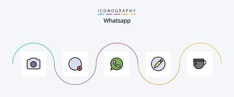 linha whatsapp cheia de pacote de 5 ícones planos, incluindo café. xícara. aplicativo. texto. básico vetor