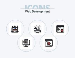 linha de desenvolvimento web cheia de ícones do pacote 5 design de ícones. rede. serviço. desenvolvimento. desenvolvimento. marketing vetor