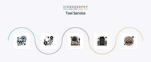 linha de serviço de táxi cheia de pacote de ícones de 5 planos, incluindo táxi. táxi. gás. destino. negócios vetor