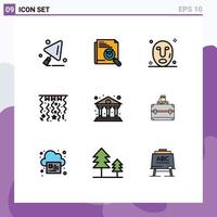9 ícones criativos, sinais modernos e símbolos de finanças, decorações de bancos faciais, elementos de design de vetores editáveis