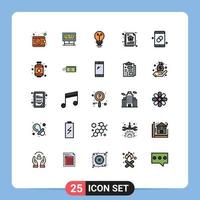 25 ícones criativos sinais e símbolos modernos de arquitetura de dados de bulbo de documento móvel arquitetura de elementos vetoriais editáveis vetor