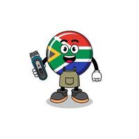 ilustração dos desenhos animados da bandeira da áfrica do sul como barbeiro vetor