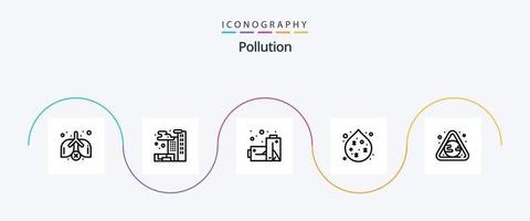 pacote de ícones da linha 5 de poluição, incluindo . desperdício. poluição. poluição. terra vetor