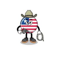 mascote de personagem da bandeira da libéria como um cowboy vetor