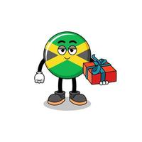 ilustração de mascote da bandeira da jamaica dando um presente vetor