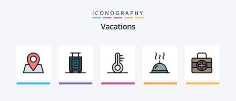 linha de férias cheia de 5 ícones, incluindo cam. Câmera . velocidade. design de ícones criativos vetor